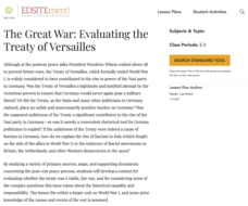 The Great War: Evaluating the Treaty of Versailles Lesson Plan The Great War: Evaluating the Treaty of Versailles Lesson Plan