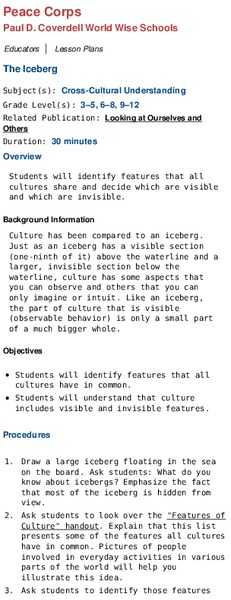 The Iceberg Lesson Plan The Iceberg Lesson Plan