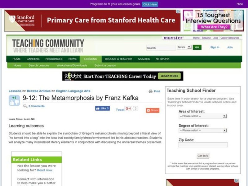 The Metamorphosis by Franz Kafka Lesson Plan The Metamorphosis by Franz Kafka Lesson Plan