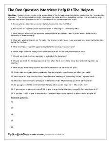 The One-Question Interview Worksheet The One-Question Interview Worksheet