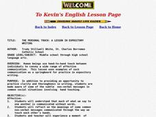 the Personal Touch: a Lesson in Expository Writing Lesson Plan the Personal Touch: a Lesson in Expository Writing Lesson Plan