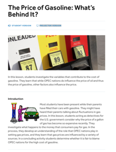 The Price of Gasoline: What's Behind It? Lesson Plan The Price of Gasoline: What's Behind It? Lesson Plan