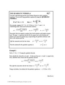 The Quadratic Formula Worksheet The Quadratic Formula Worksheet