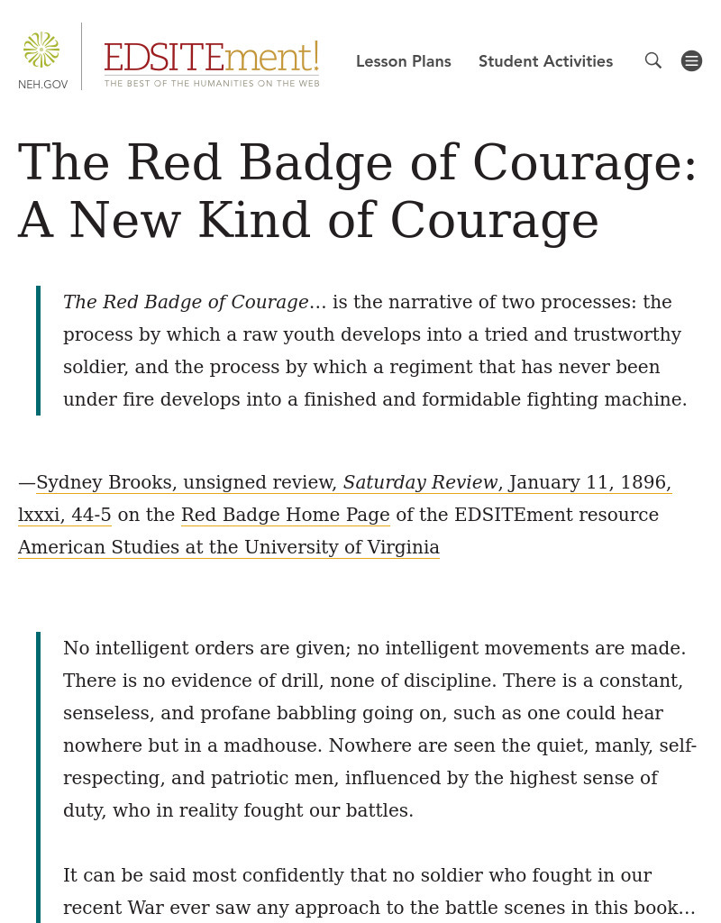 The Red Badge of Courage: A New Kind of Courage Lesson Plan The Red Badge of Courage: A New Kind of Courage Lesson Plan