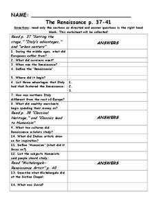 The Renaissance Lesson Plan The Renaissance Lesson Plan