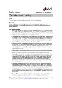 The Robots are Coming Lesson Plan The Robots are Coming Lesson Plan