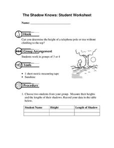 The Shadow Knows: Student Worksheet Worksheet The Shadow Knows: Student Worksheet Worksheet