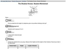 The Shadow Knows: Student Worksheet Worksheet The Shadow Knows: Student Worksheet Worksheet