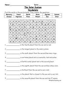 The Solar System Worksheet The Solar System Worksheet
