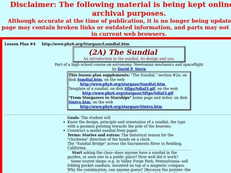 The Sundial Lesson Plan The Sundial Lesson Plan