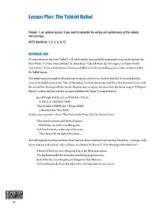 The Tabloid Ballad Lesson Plan The Tabloid Ballad Lesson Plan