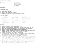 The Three States of Matter Lesson Plan The Three States of Matter Lesson Plan