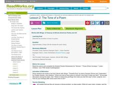The Tone of a Poem Lesson Plan The Tone of a Poem Lesson Plan