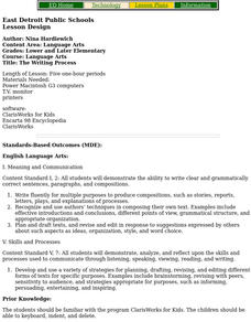The Writing Process Lesson Plan The Writing Process Lesson Plan