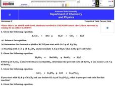 Theoretical Yield and Percent Yield Worksheet Theoretical Yield and Percent Yield Worksheet