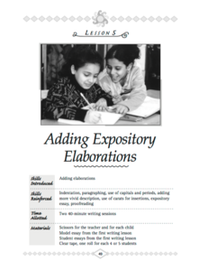 Adding Expository Elaborations Lesson Plan Adding Expository Elaborations Lesson Plan