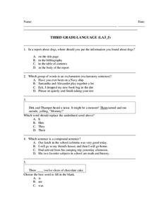 Third Grade Language Lesson Plan Third Grade Language Lesson Plan