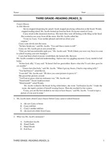 Third Grade Reading Worksheet Third Grade Reading Worksheet