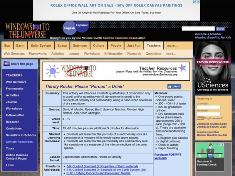 Thirsty Rocks: Please "Porous" a Drink! Lesson Plan Thirsty Rocks: Please "Porous" a Drink! Lesson Plan