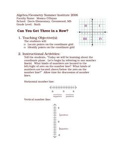 Three In a Row Lesson Plan Three In a Row Lesson Plan