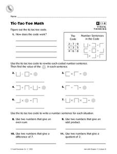 Tic-Tac-Toe Math Worksheet Tic-Tac-Toe Math Worksheet