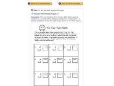 Tic-Tac-Toe Math Worksheet Tic-Tac-Toe Math Worksheet