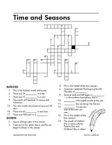 Time and Seasons Worksheet Time and Seasons Worksheet