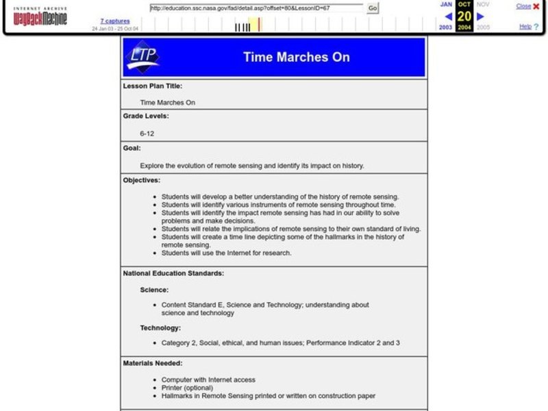 Time Marches On Lesson Plan Time Marches On Lesson Plan