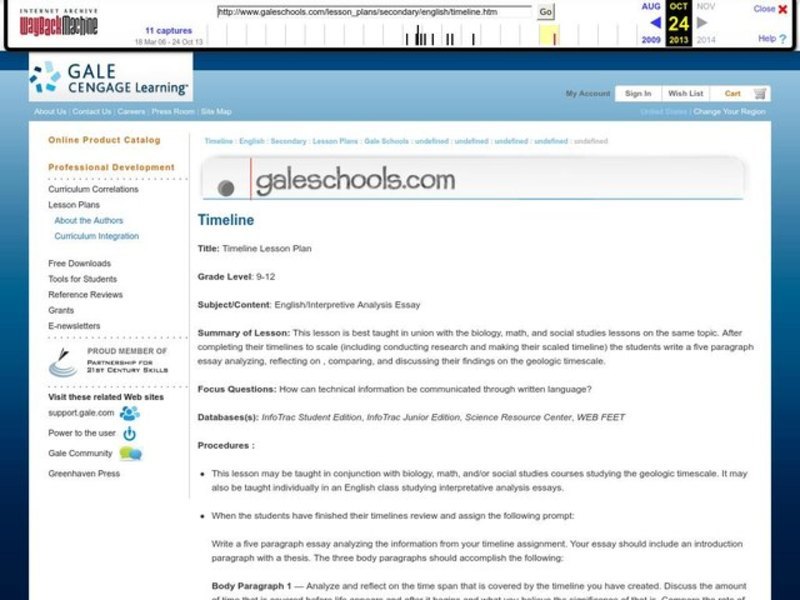 Timeline Lesson Plan Timeline Lesson Plan