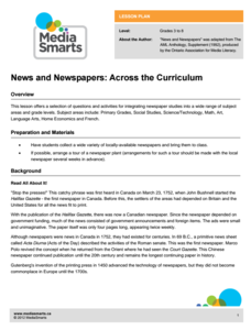 News and Newspapers: Across the Curriculum Lesson Plan News and Newspapers: Across the Curriculum Lesson Plan