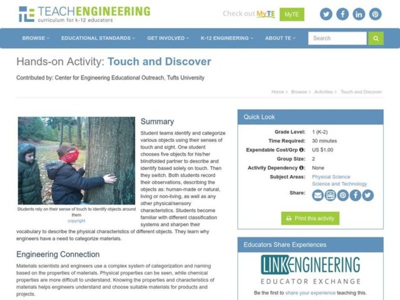 Touch and Discover Lesson Plan Touch and Discover Lesson Plan