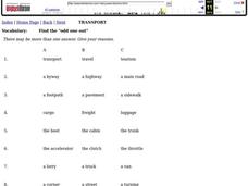 Transport Vocabulary Interactive Transport Vocabulary Interactive