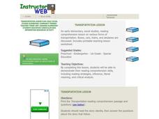 Transportation Lesson Lesson Plan Transportation Lesson Lesson Plan