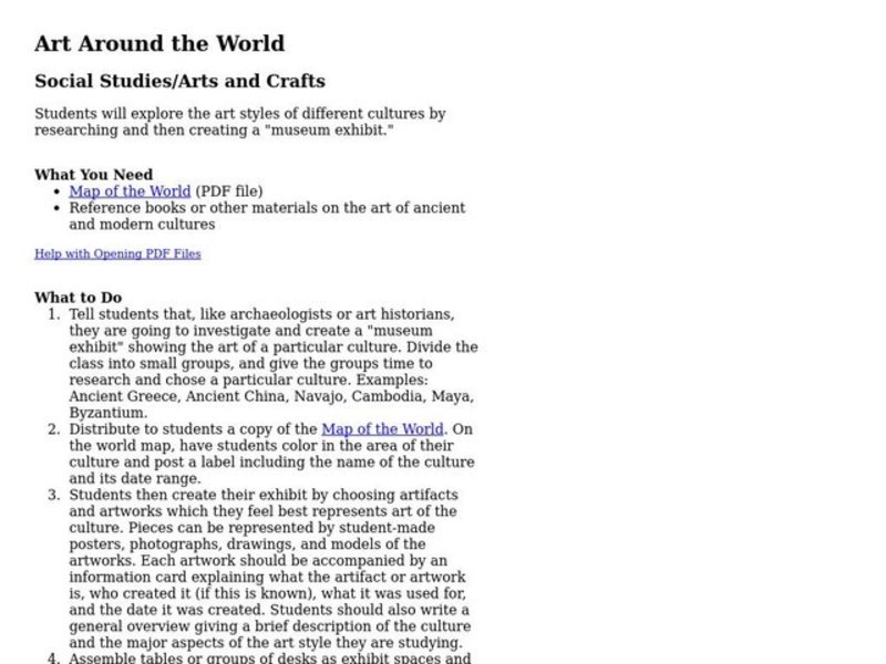 Art Around the World Lesson Plan Art Around the World Lesson Plan
