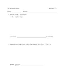 Trigonometric Functions Worksheet Trigonometric Functions Worksheet