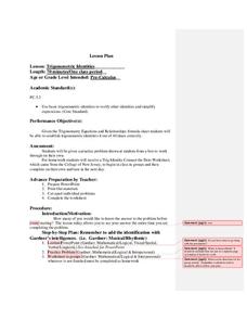 Trigonometric Identities Lesson Plan Trigonometric Identities Lesson Plan