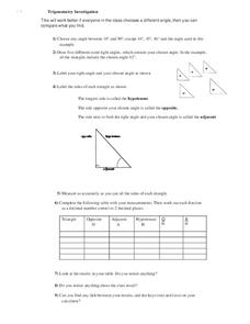 Trigonometry Investigation Worksheet Trigonometry Investigation Worksheet