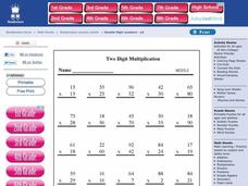 Two Digit Multiplication Worksheet Two Digit Multiplication Worksheet