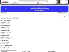 Unit Conversions Worksheet Unit Conversions Worksheet