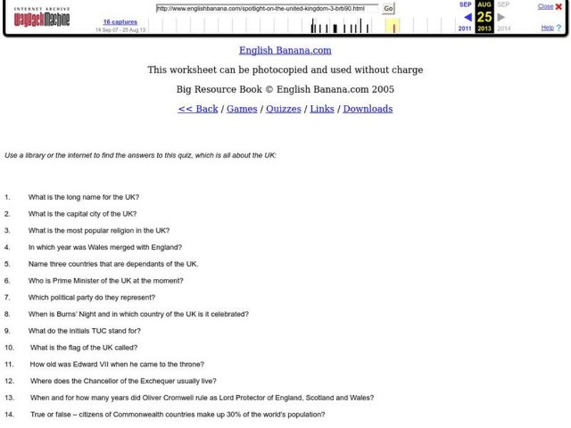 United Kingdom Worksheet United Kingdom Worksheet
