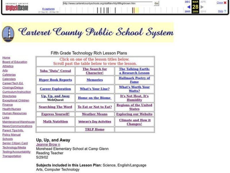 Up, Up, and Away Lesson Plan Up, Up, and Away Lesson Plan
