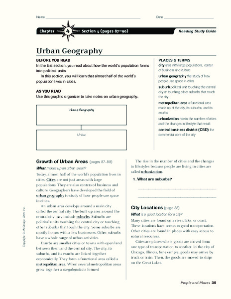 Urban Geography Graphic Organizer Urban Geography Graphic Organizer