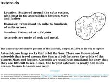 Asteroids Handout Asteroids Handout