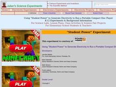 Using "Student Power" to Generate Electricity to Run a Portable Compact Disc Player Lesson Plan Using "Student Power" to Generate Electricity to Run a Portable Compact Disc Player Lesson Plan