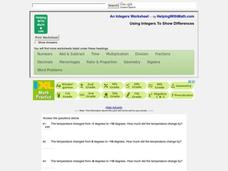 Using Integers to Show Differences Worksheet Using Integers to Show Differences Worksheet