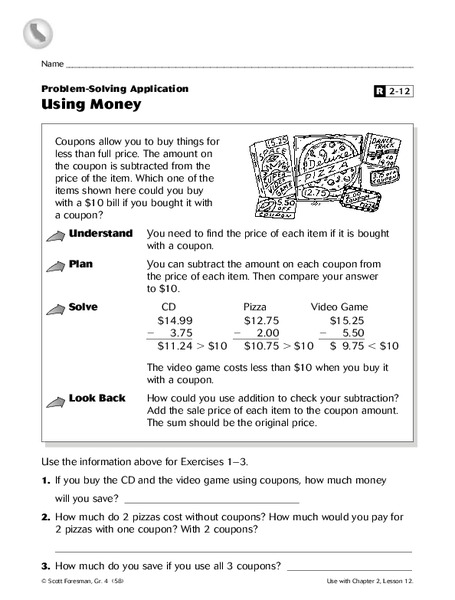 Using Money Worksheet Using Money Worksheet