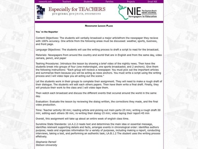 Using the News Lesson Plan Using the News Lesson Plan
