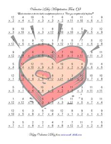 Valentine's Day Multiplication Facts Worksheet Valentine's Day Multiplication Facts Worksheet