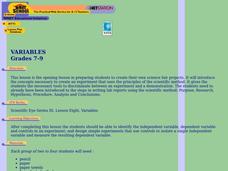 Variables Lesson Plan Variables Lesson Plan