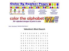 Valentine's Word Search Worksheet Valentine's Word Search Worksheet